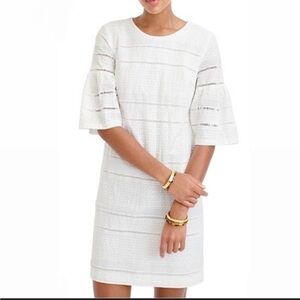 J. Crew Flutter Sleeve Eyelet Dress in White - Size 2